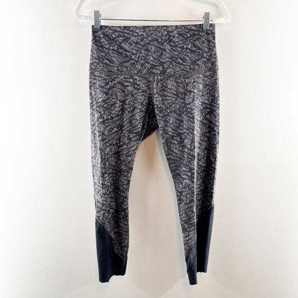 Lululemon Mid Rise Cropped Leggings Black Gray 10 - Picture 1 of 8